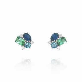 14K White Gold 'Tesserae' Blue Lupin Cluster Earrings