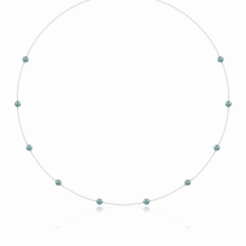 14K White Gold Bezel Set Blue Topaz Station Necklace