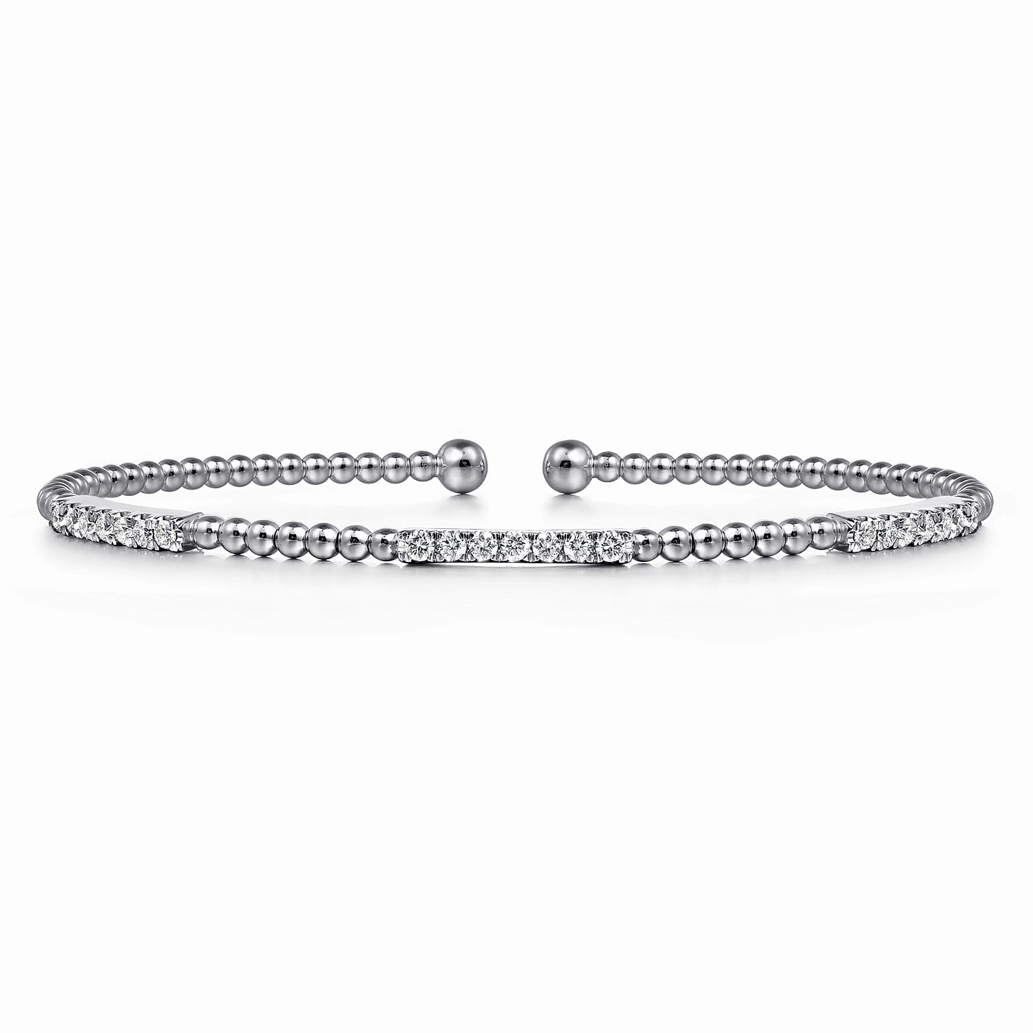14K White Gold Bujukan Diamond Stations Bangle