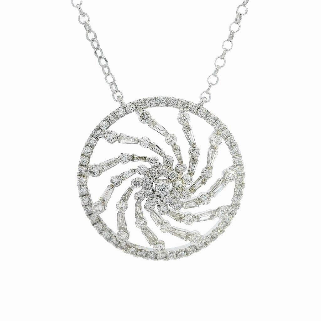 14K White Gold Natural Diamonds Contemporary Necklace