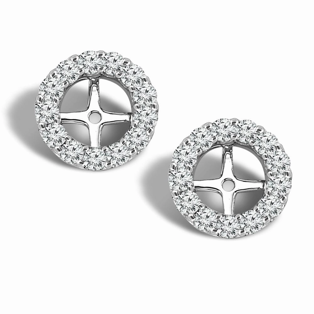 14K White Gold Natural Diamonds Jacket Earrings