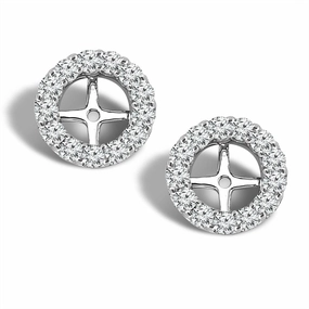14K White Gold Natural Diamonds Jacket Earrings