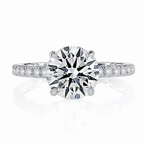 14K White Gold Round Quilted Diamond Engagement Ring