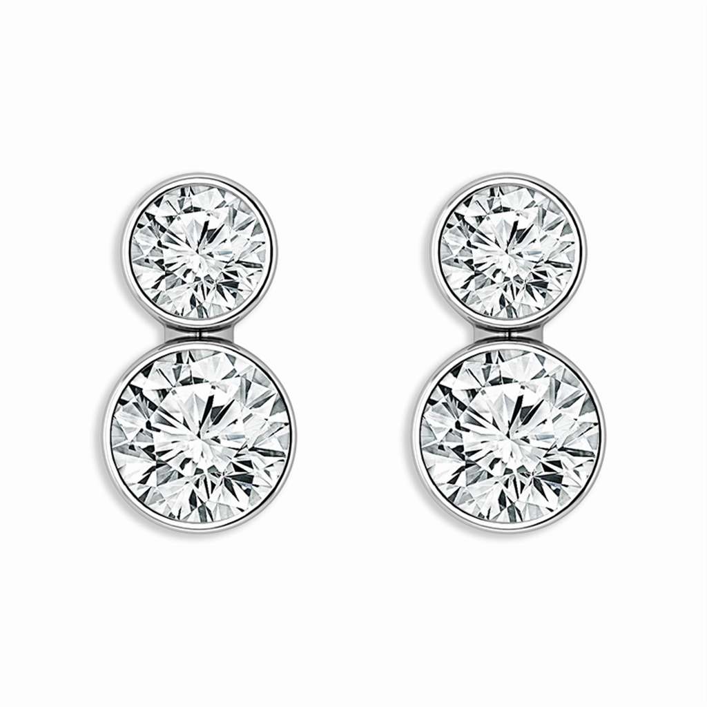 14K White Gold Stud Lab Grown Diamonds Drop Earrings