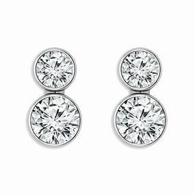 14K White Gold Stud Lab Grown Diamonds Drop Earrings