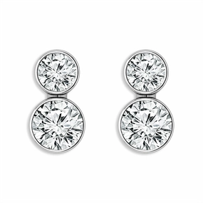 14K White Gold Stud Lab Grown Diamonds Drop Earrings