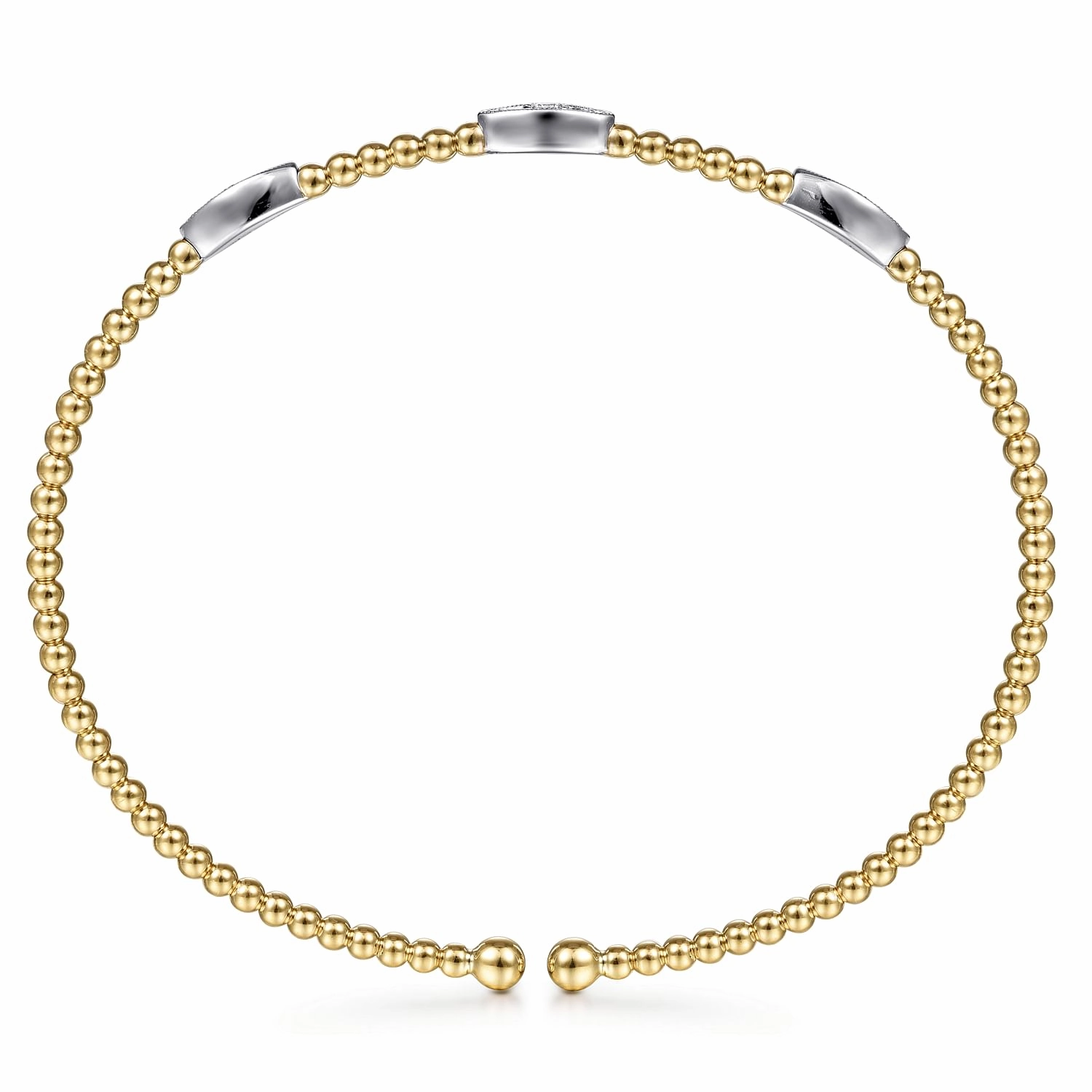 14K White-Yellow Gold Bujukan Diamond Marquise Stations Bangle