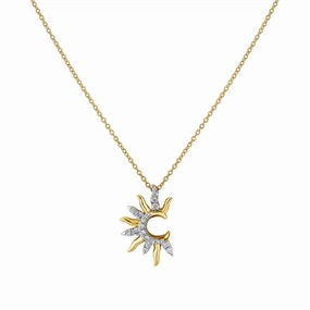 14K Yellow And White Gold 'Solaz' Open Sun Diamond Pendant Necklace