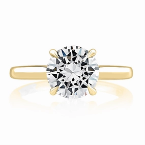14K Yellow And White Gold Solitaire Diamond Engagement Ring With Peek-A-Boo Diamonds