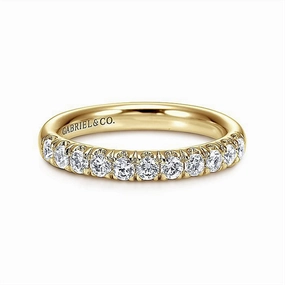 14K Yellow Gold 11 Stone French Pav Diamond Wedding Band