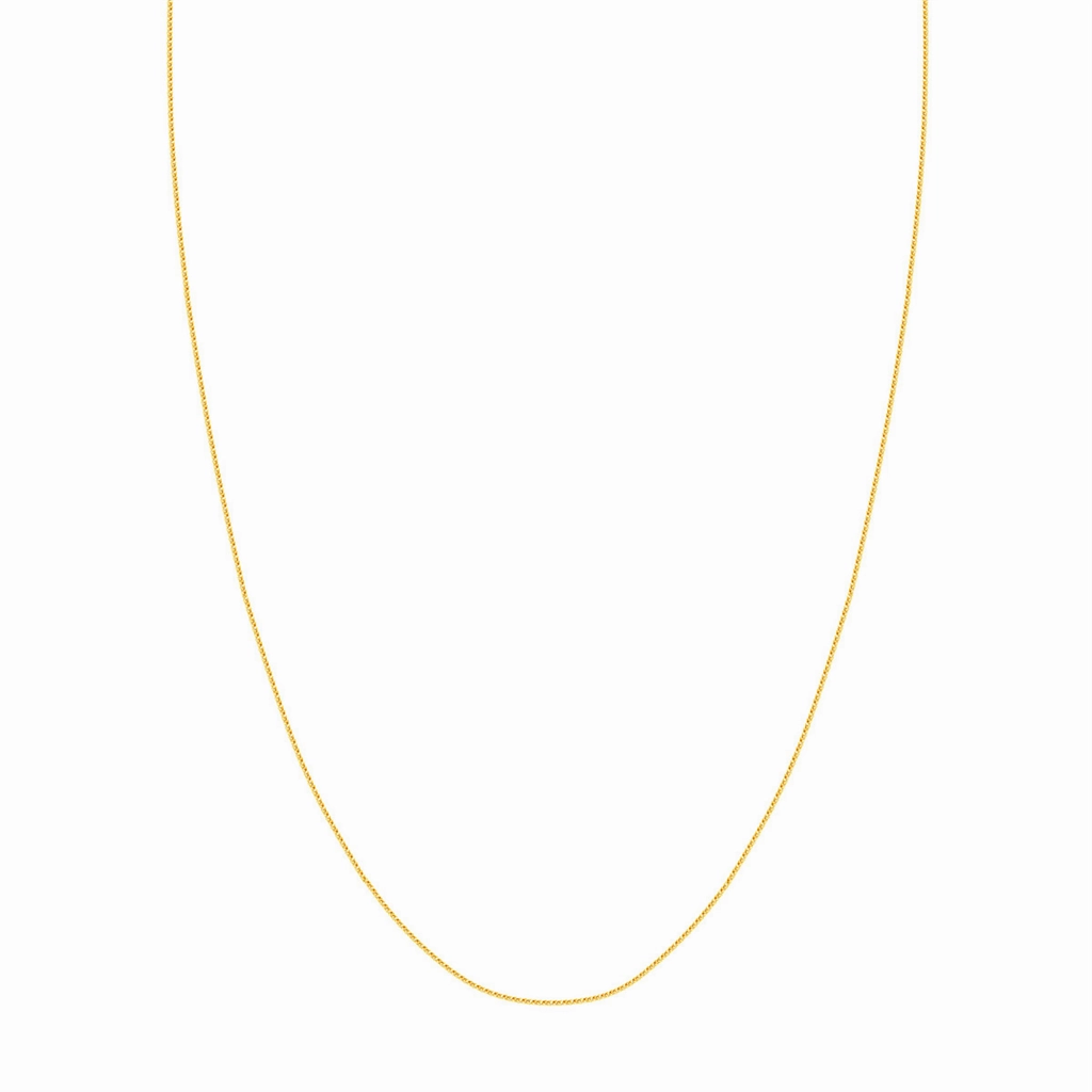 14K Yellow Gold 20 Inches Diamond Cut Round Wheat Chain