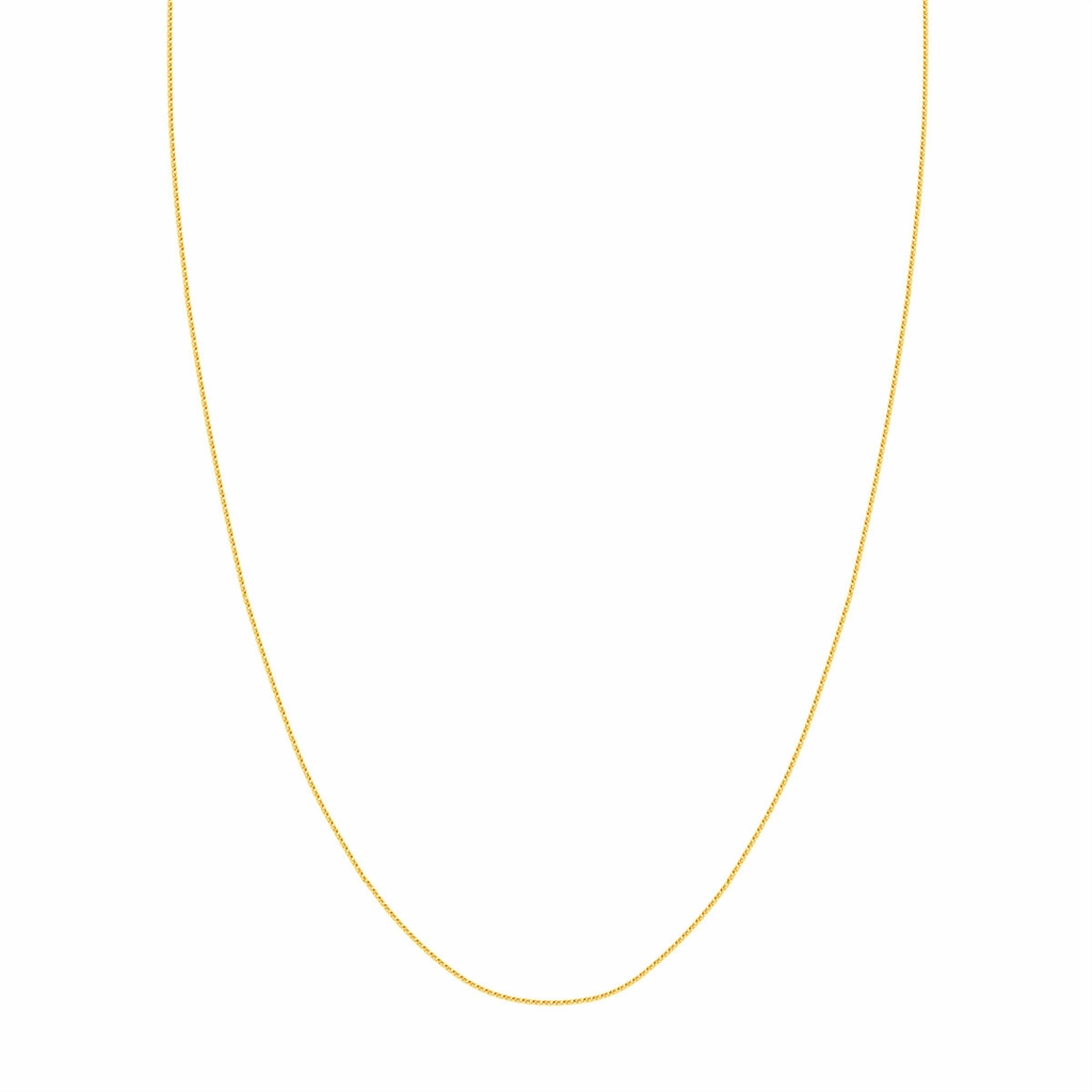 14K Yellow Gold 20 Inches Diamond Cut Round Wheat Chain