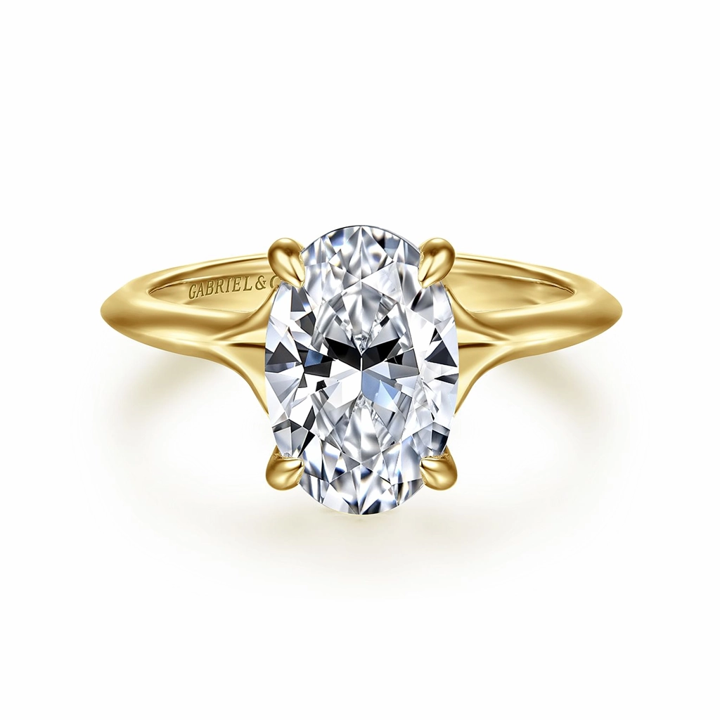 14K Yellow Gold 'Alden' Hidden Halo Oval Natural Diamonds Engagement Ring