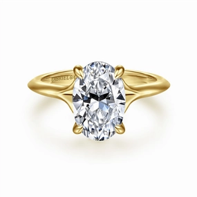 14K Yellow Gold 'Alden' Hidden Halo Oval Natural Diamonds Engagement Ring