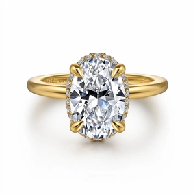 14K Yellow Gold 'Bonnie' Hidden Halo Oval Natural Diamonds Engagement Ring