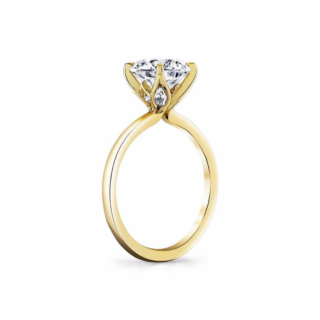 14K Yellow Gold 'Chrys' Hidden Halo Round Diamond Engagement Ring