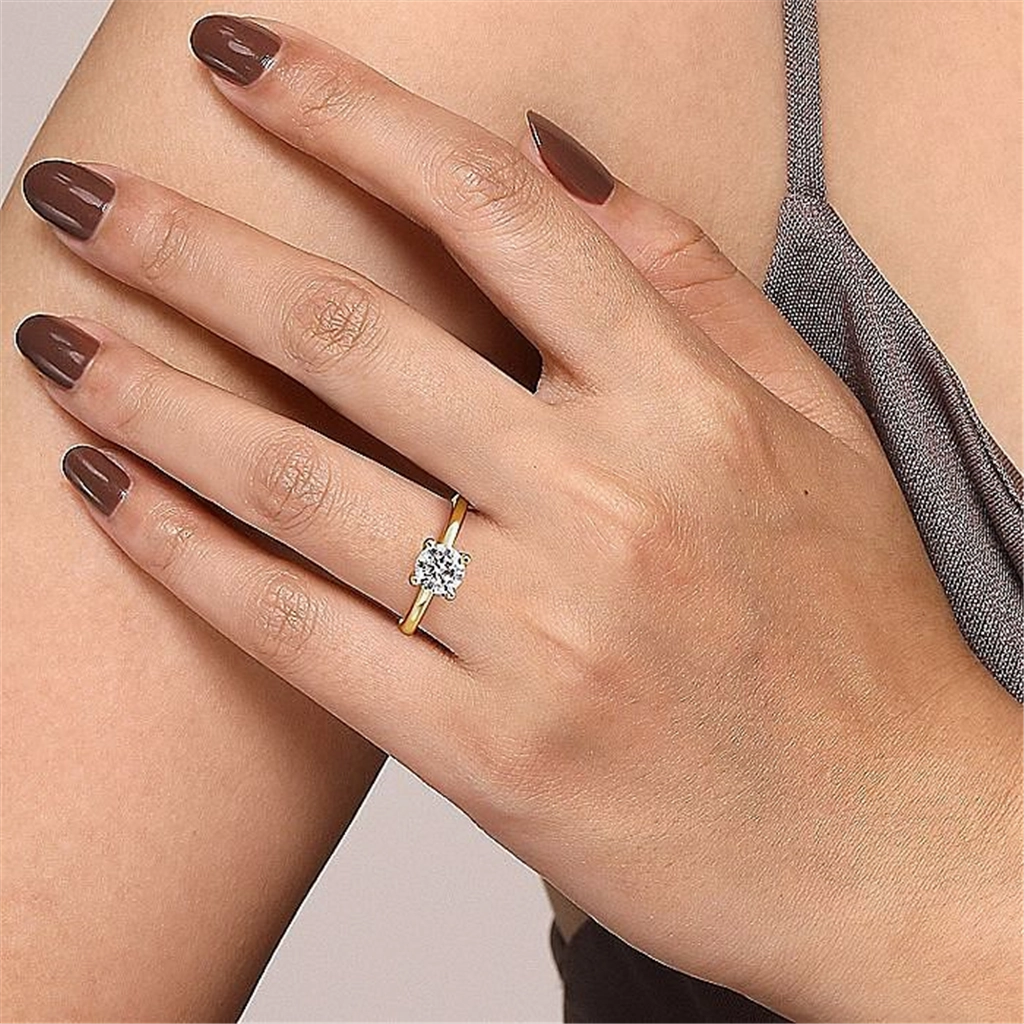 14K Yellow Gold 'Evelynn' Hidden Halo Round Diamond Engagement Ring