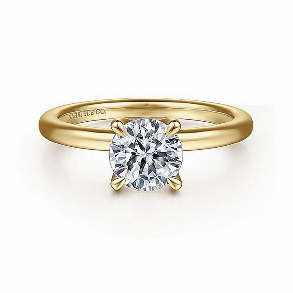 14K Yellow Gold 'Evelynn' Hidden Halo Round Diamond Engagement Ring