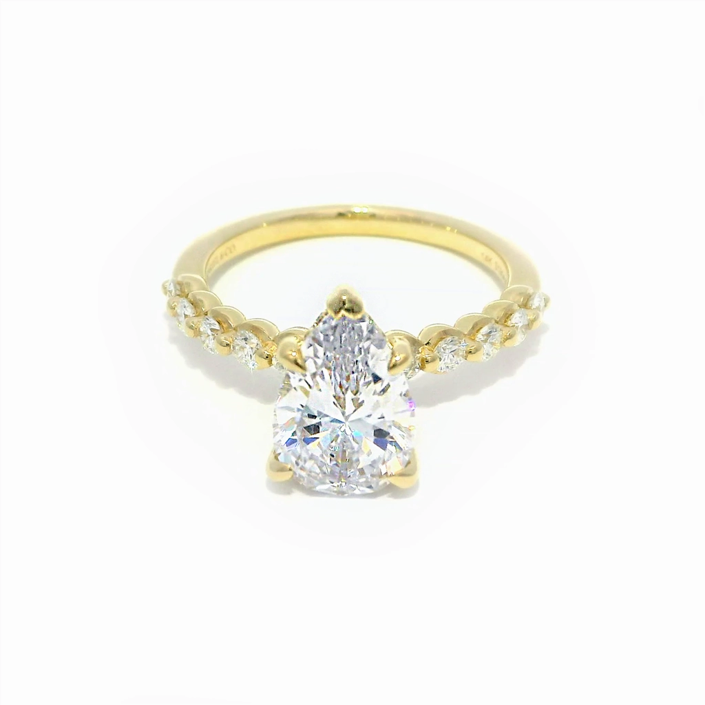 14K Yellow Gold 'Kim' Hidden Halo Pear Diamond Engagement Ring