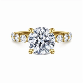 14K Yellow Gold 'Silvey' Classic Round Natural Diamonds Engagement Ring