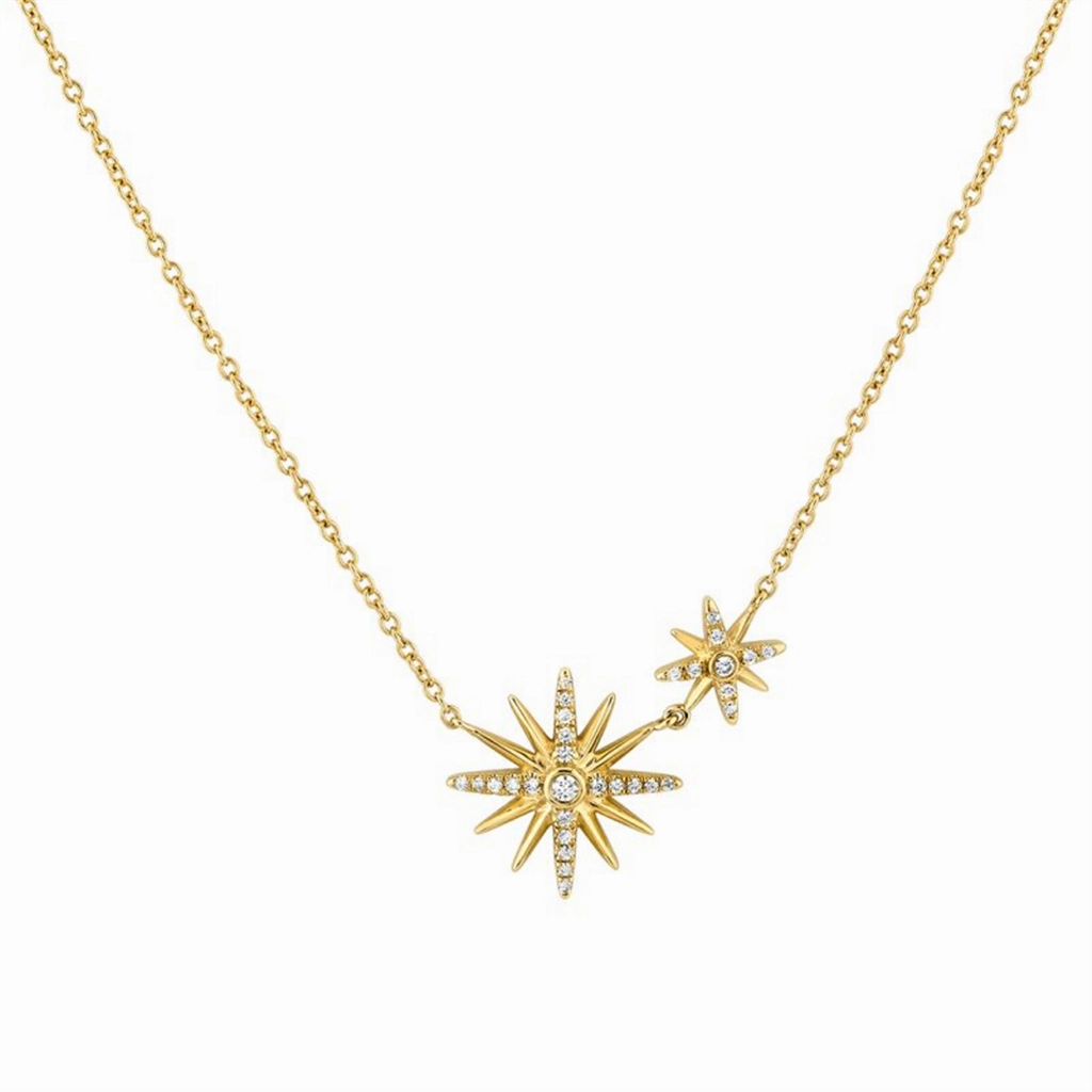 14K Yellow Gold 'Solaz' Sun Burst Diamond Necklace