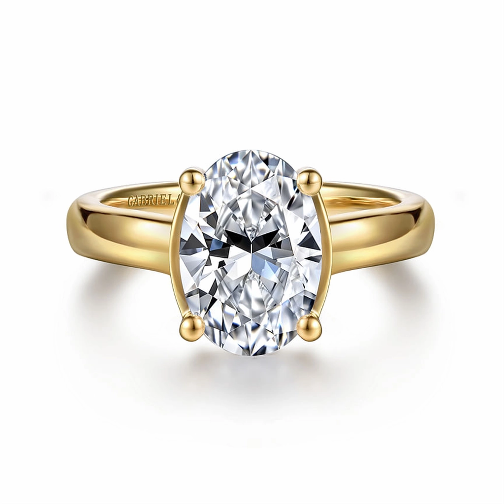 14K Yellow Gold 'Villa' Classic Oval Natural Diamonds Engagement Ring
