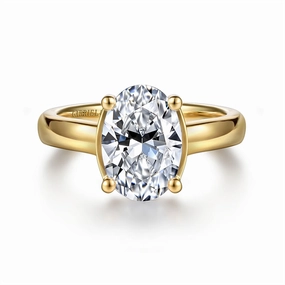 14K Yellow Gold 'Villa' Classic Oval Natural Diamonds Engagement Ring