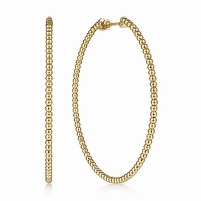 14K Yellow Gold Bujukan Classic Hoop Earrings in size 60mm