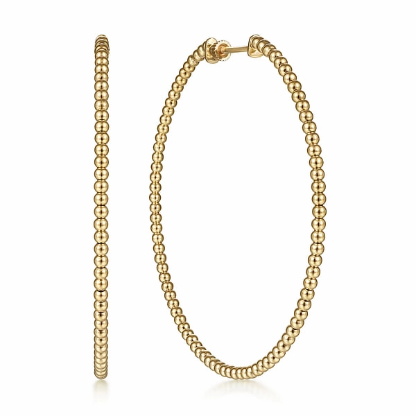 14K Yellow Gold Bujukan Classic Hoop Earrings in size 60mm