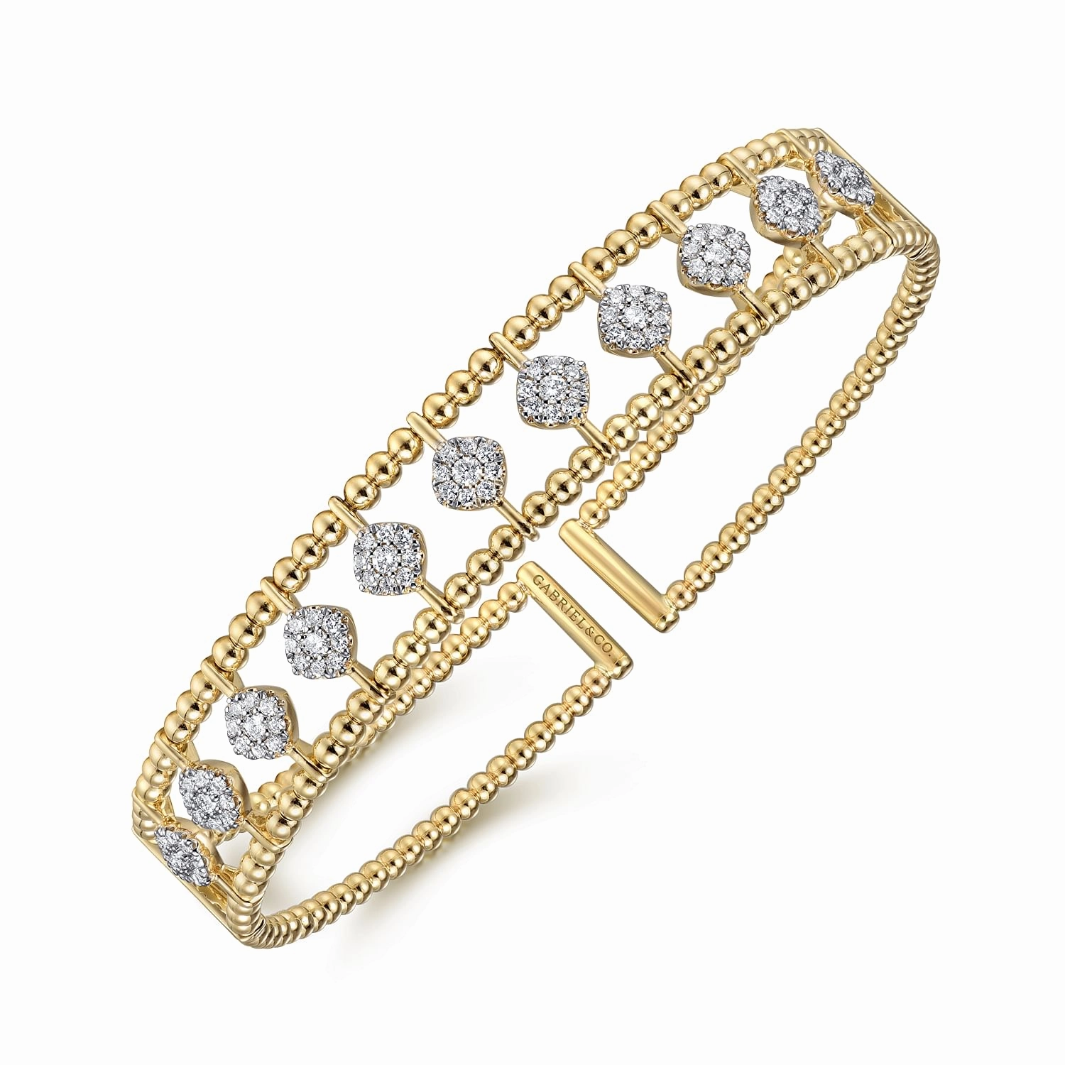 14K Yellow Gold Bujukan Diamond Cuff Bangle