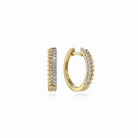 14K Yellow Gold Bujukan Pave 10mm Diamond Huggie Earrings