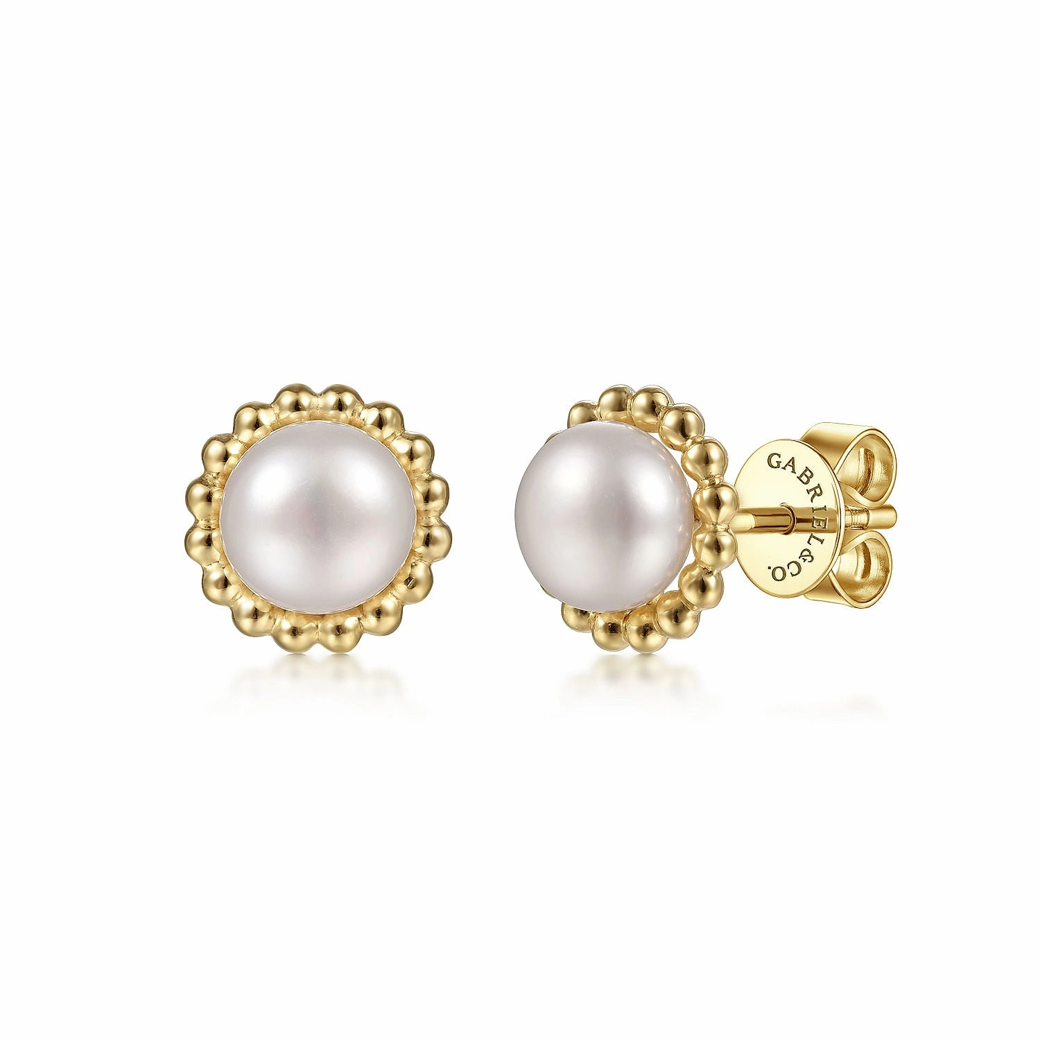 14K Yellow Gold Bujukan Pearl Stud Earrings