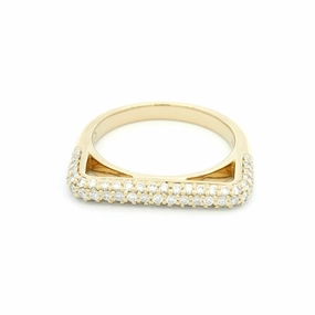 14K Yellow Gold Contemporary Natural Diamonds Ring