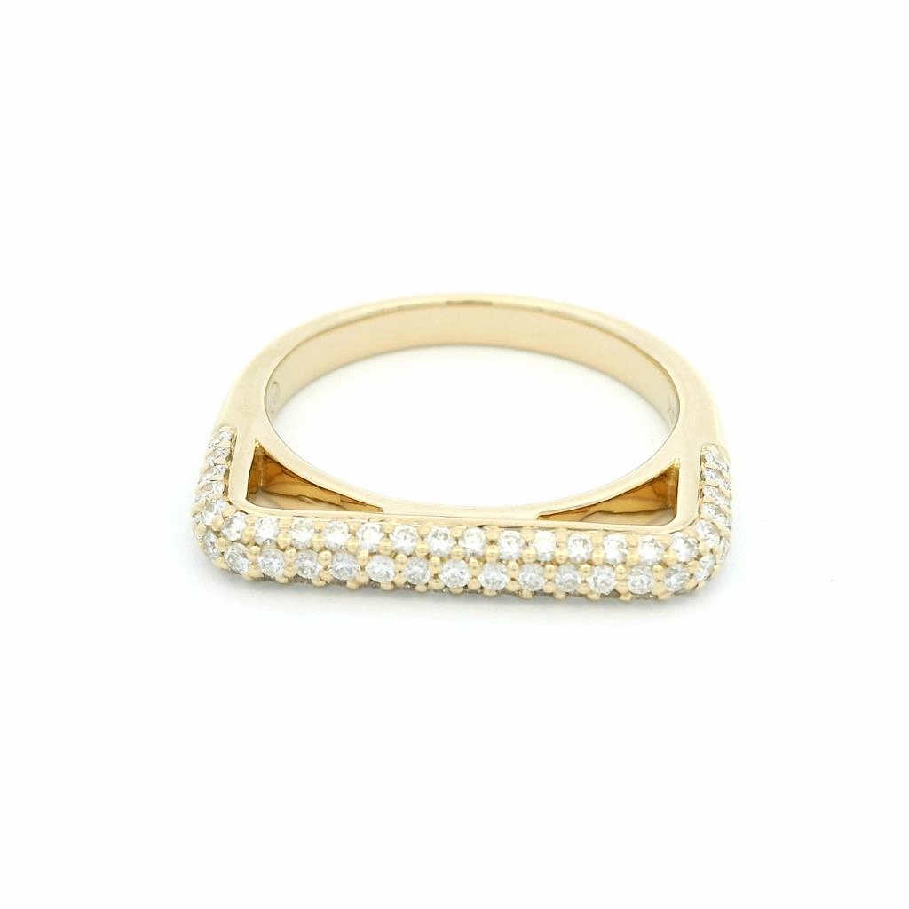 14K Yellow Gold Contemporary Natural Diamonds Ring
