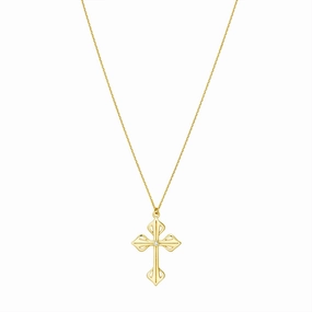 14K Yellow Gold Diamond Cross Necklace
