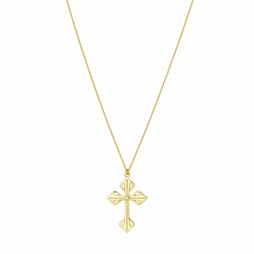 14K Yellow Gold Diamond Cross Necklace