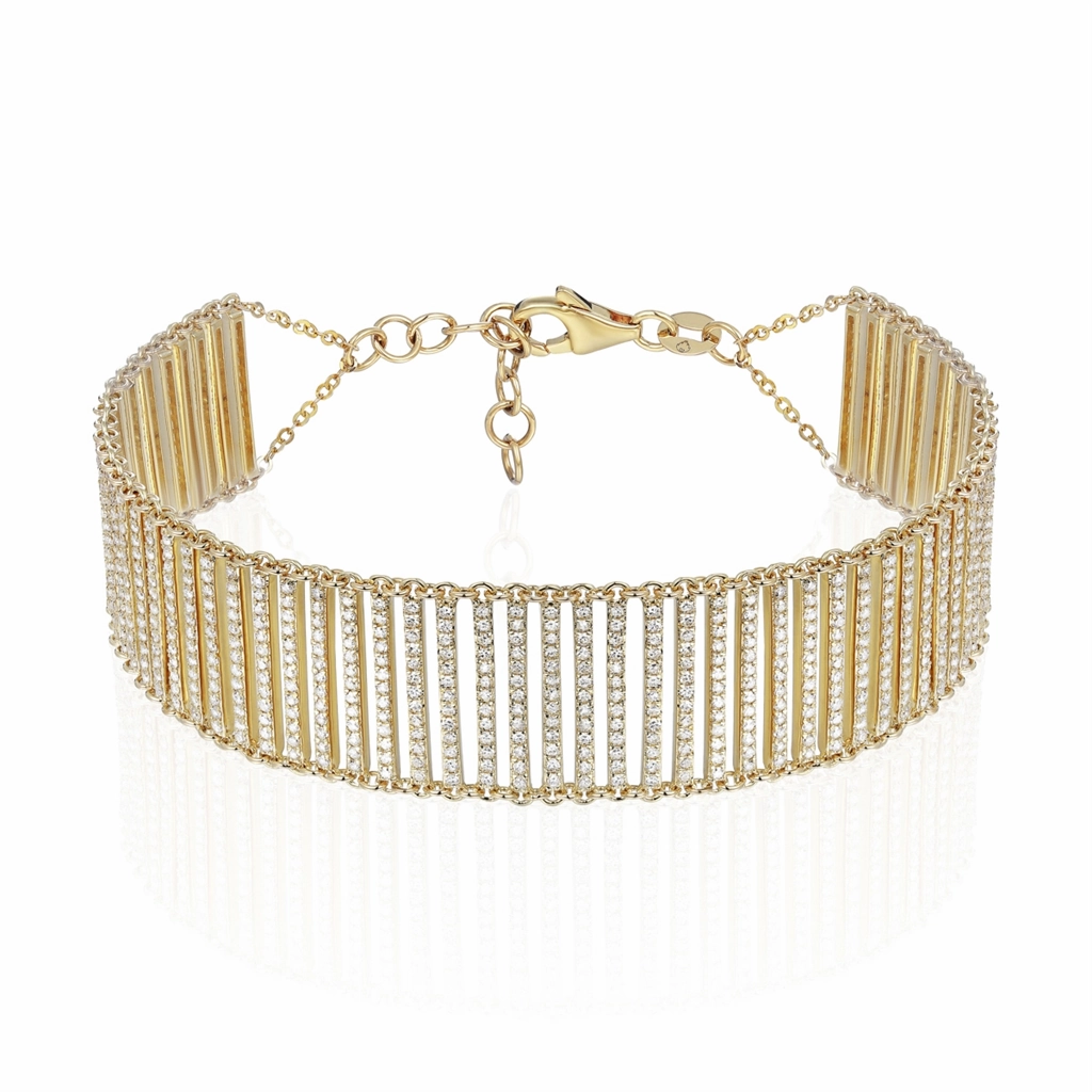 14K Yellow Gold Diamond Mesh Bracelet