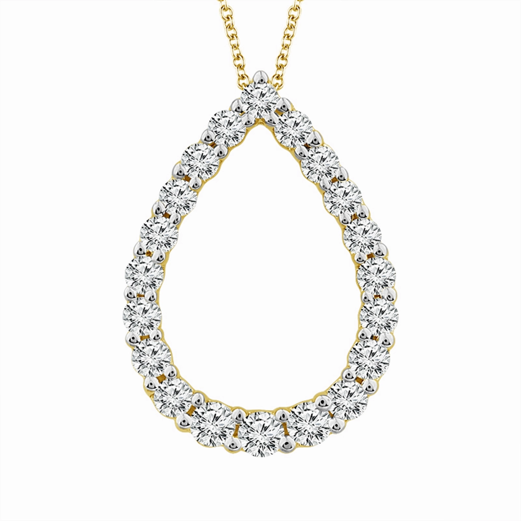 14K Yellow Gold Diamond Pear Pendant Necklace