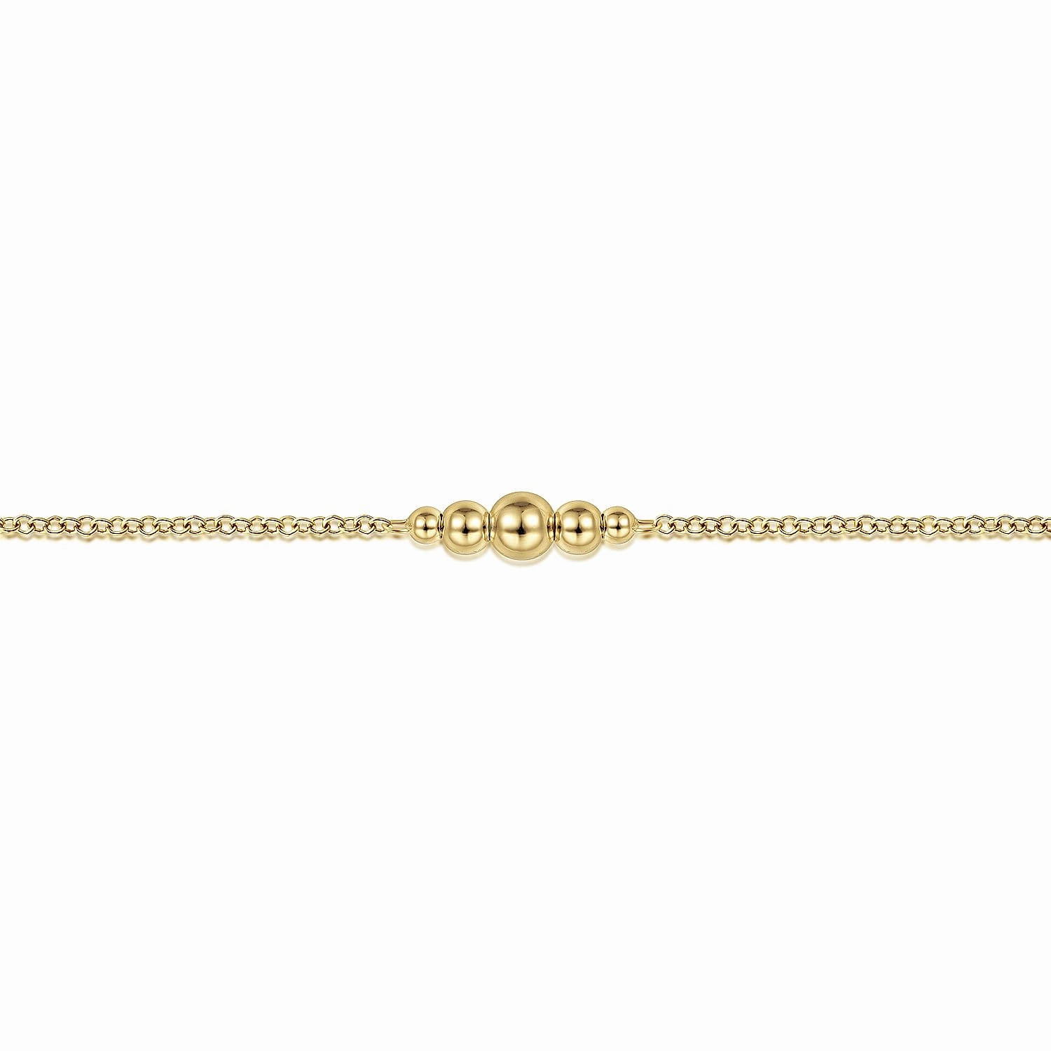14K Yellow Gold Graduating Bead Stations Bracelet