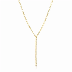 14K Yellow Gold Overlay Oval And Triple Round Link Yaeli Lariat Necklace