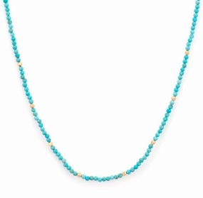 14KYG 18" DELICATE TURQUOISE BEADED CHAIN