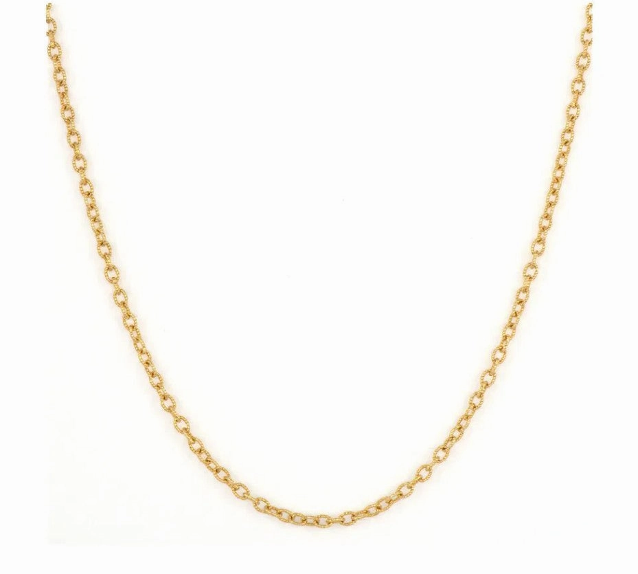 14KYG 22" TEXTURED OVAL LINK CHAIN