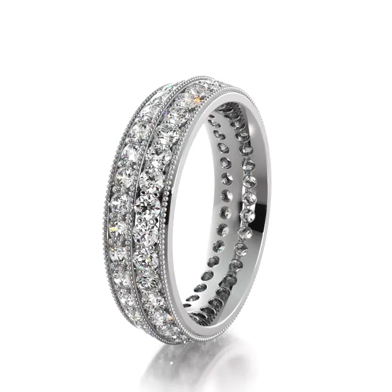 1.54 ct. Round Diamond Milgrain Accent Wedding Band