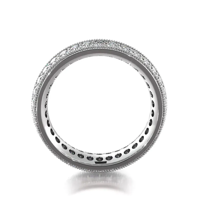 1.54 ct. Round Diamond Milgrain Accent Wedding Band