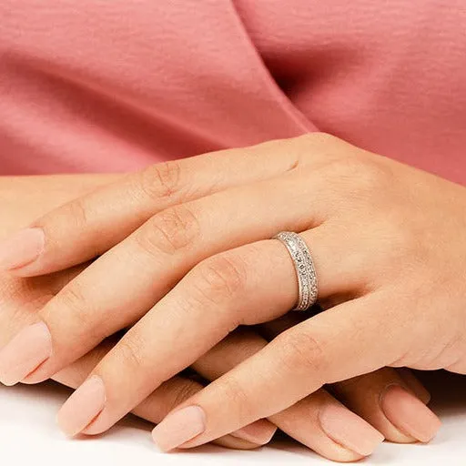 1.54 ct. Round Diamond Milgrain Accent Wedding Band
