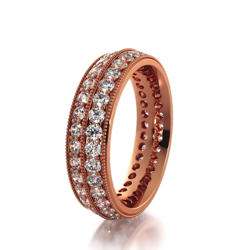 1.54 ct. Round Diamond Milgrain Accent Wedding Band
