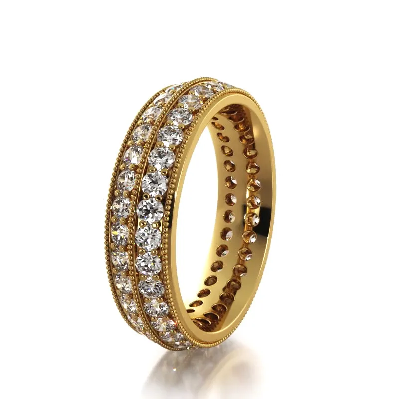 1.54 ct. Round Diamond Milgrain Accent Wedding Band