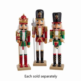 15" Red & Green Glitter Nutcracker King & Soldier Statue Decorative Mirror,Home Decor Mirror