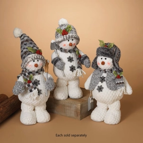 16" Standing Snowman with Winter Hat & Scarf Plush Figurine Decorative Mirror,Home Decor Mirror