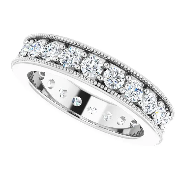 1.76 ct. Round Diamond Eternity Band Milgrain Accent Ring